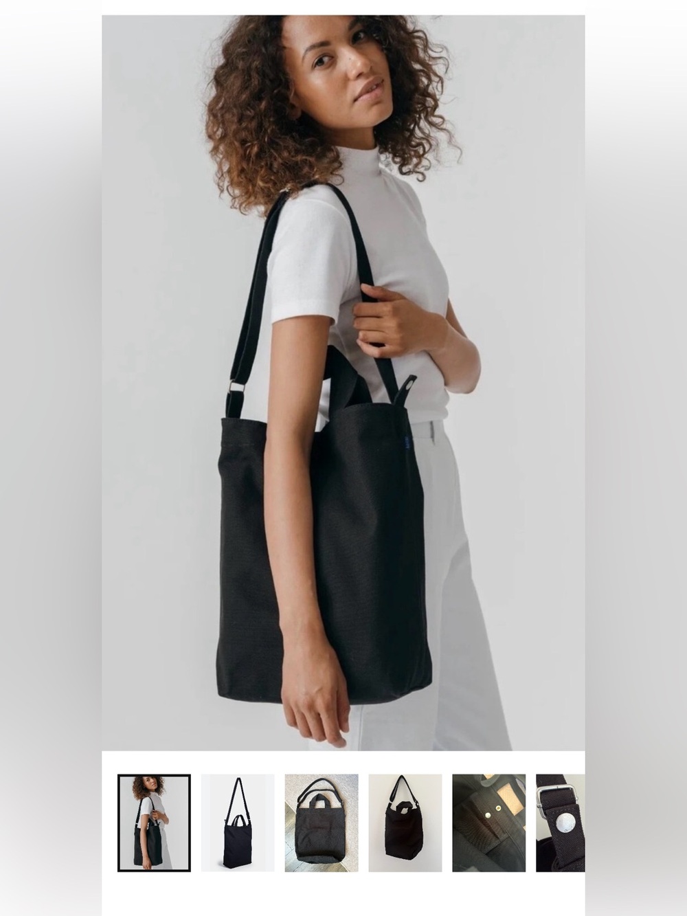 Authentic Baggu Black Canvas Crossbody Tote Bag